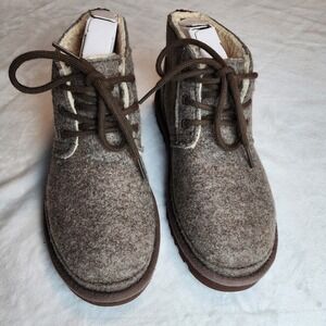 UGG Wool Lace Up‎ Chukka Ankle Boots Brown Herringbone Style Size 6